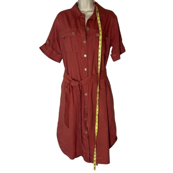 Soft Surroundings sort sleeve dress with front buttons and tie belt size S - Picture 7 of 7
